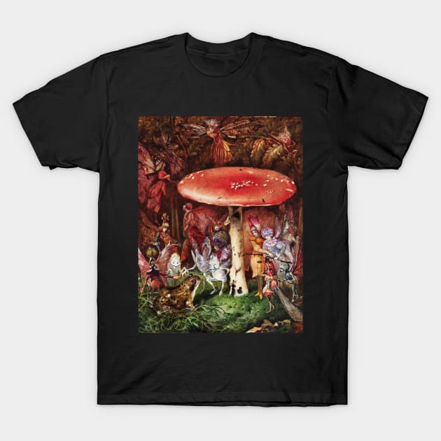 INTRUDER Frog and Fairies Under the Mushroom Magic Forest T-Shirt by BulganLumini